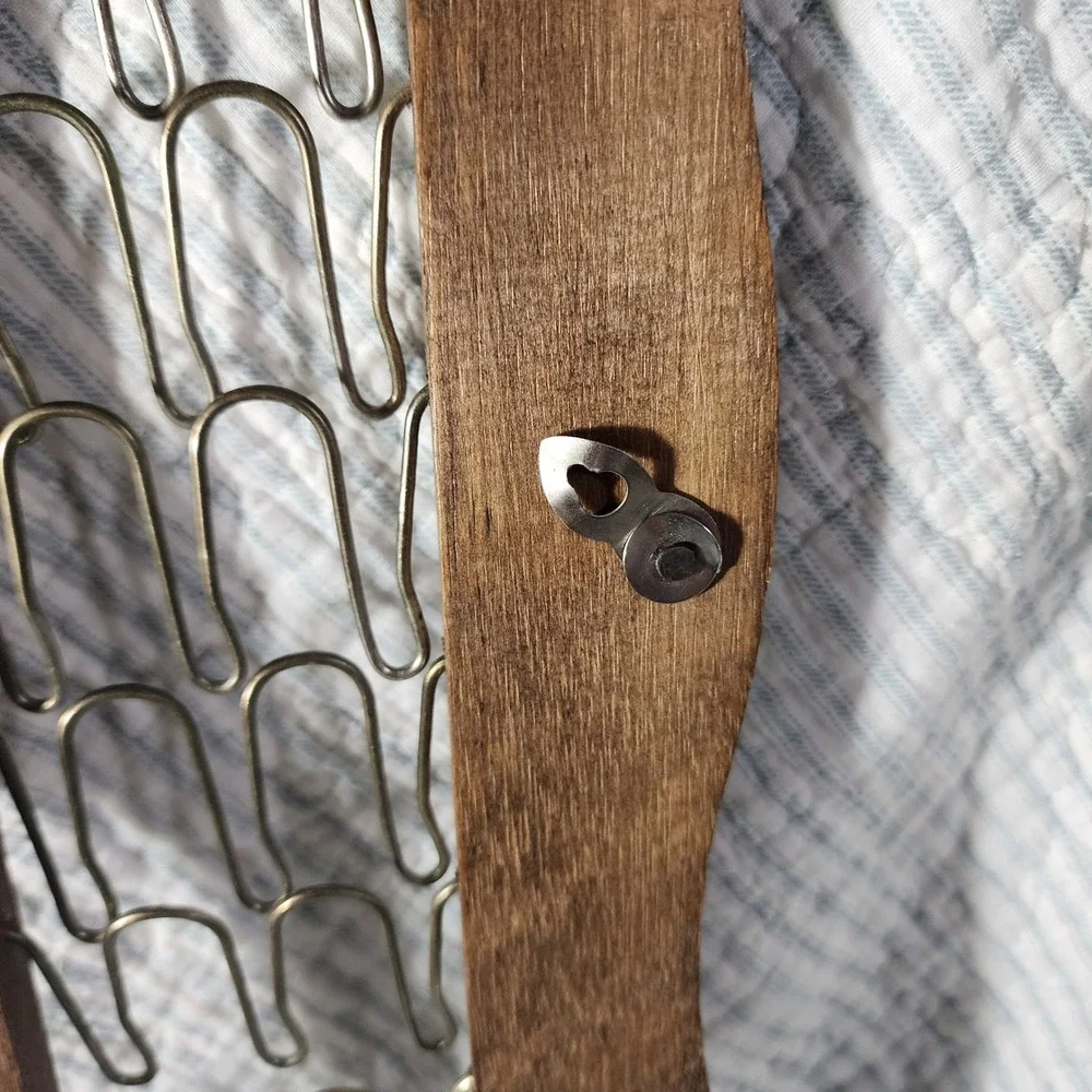 Vintage Wooden Tie Rack Wall Mount Organizer Scarf Belt Holder Mid Century Style